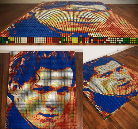 Портрет Тома Холланда из кубиков Рубика 3х3
