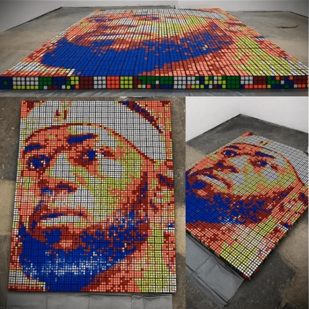 Портрет LeBron James из кубиков Рубика